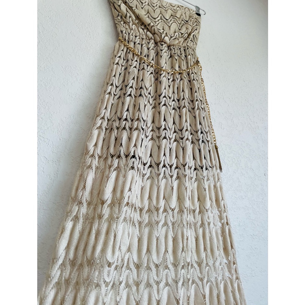 NWOT Sans Souci Strapless Maxi Lace Tassel Dress Sz S